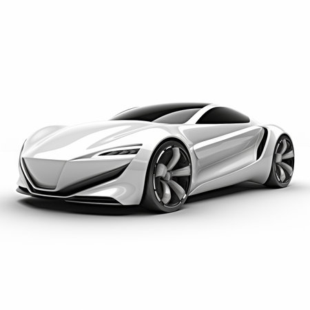 Sport concept car on white background. 3d render image with shadowの素材