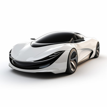 Modern sports car on a white background. 3d render image.の素材