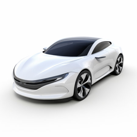 White sports car coupe on a white background. 3d renderingの素材
