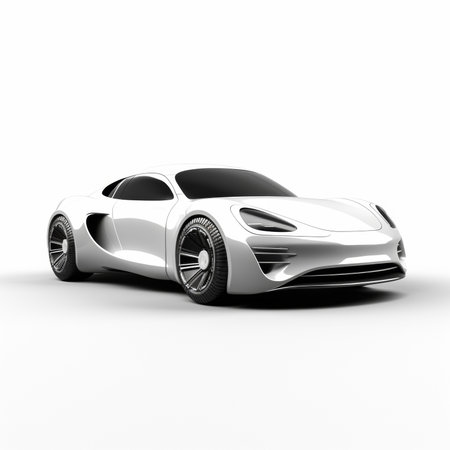 Modern sports car on a white background. 3d render image.の素材