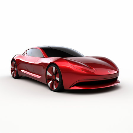 Concept red sports car on a white background. 3d renderingの素材