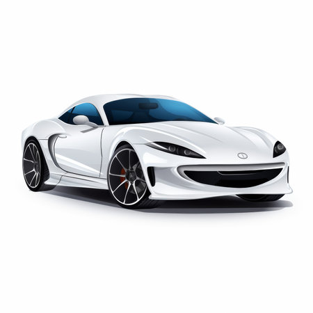 White sports car coupe on a white background. 3d renderingの素材