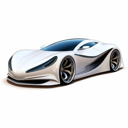 3D render of a sports car concept isolated on white background.の素材