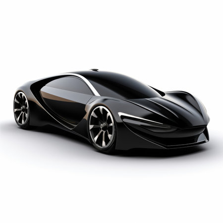 Black sports car on a white background. 3d render. Isolatedの素材