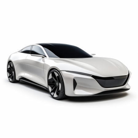 White sports car concept on a white background. 3d rendering.の素材