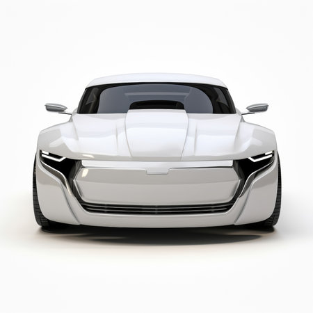 Modern white sports car coupe on a white background. 3d renderingの素材