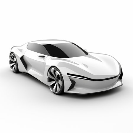 Concept of sports car on a white background. 3d renderingの素材