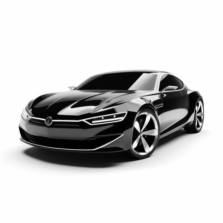Modern black sports car coupe - front view. 3D renderingの素材