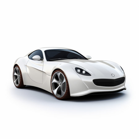 White sports car coupe on a white background. 3d renderingの素材