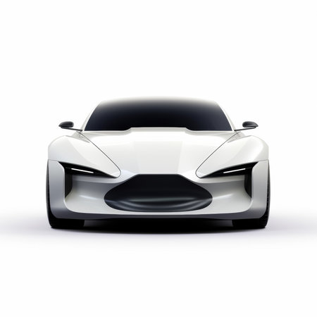 Modern sports car on a white background. 3d render. Front view.の素材