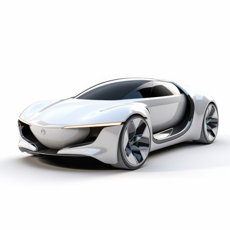 Concept sports car on a white background. 3d rendering.の素材