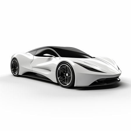 Black and white modern sports concept car - top down side view shotの素材