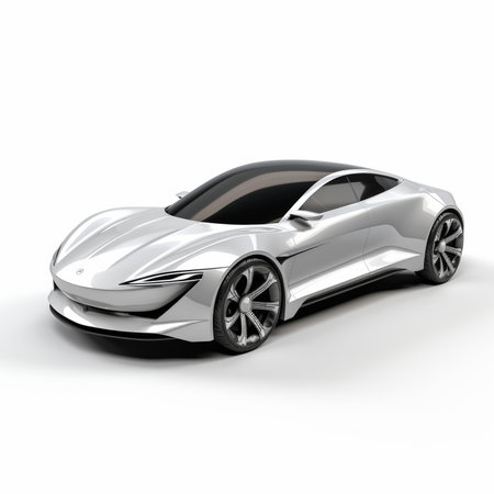 Modern sports car on a white background. 3D render image.の素材