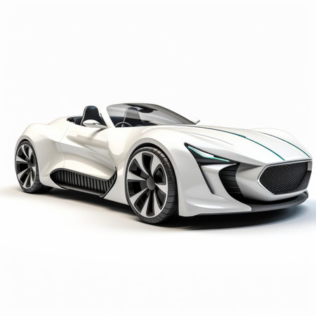 White sports concept car on a white background. 3d render imageの素材