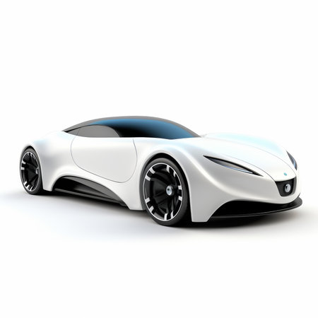 Modern sports car on a white background. 3d render. Side view.の素材