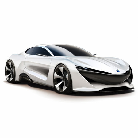 Sports car concept on a white background. 3d render. Side view.の素材