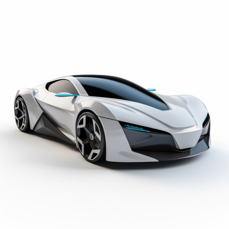 White sports concept car on a white background. 3D illustration.の素材