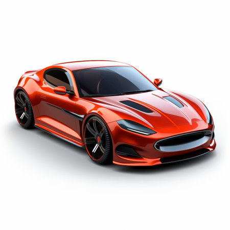 Modern sports car concept on a white background. 3d rendering.の素材