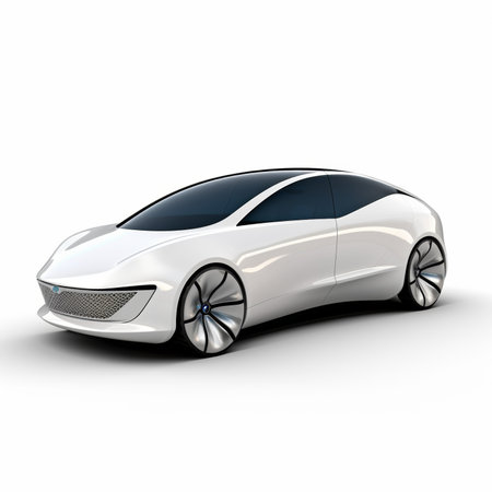 Modern sports car on a white background. 3D rendering with shadowの素材