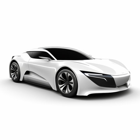 White sports car on a white background. 3D rendering. 3D illustrationの素材