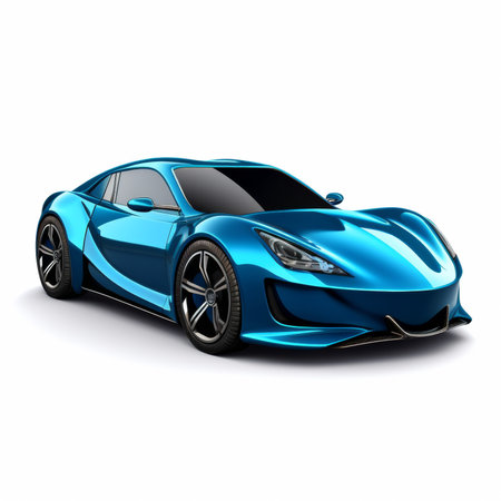 Blue modern sports car coupe - top down side view. 3D Illustrationの素材