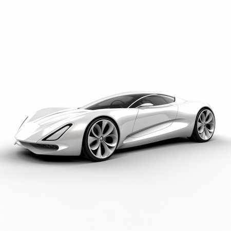 Modern sports car on a white background. 3d render. Side viewの素材