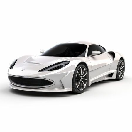 Modern sports car on a white background. 3D render image.の素材