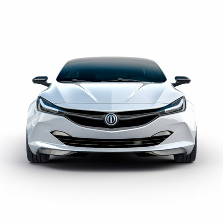 White city car with blank surface for your creative design. 3D renderingの素材