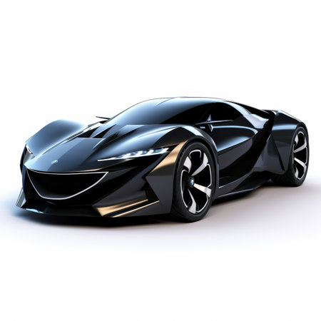 Black concept sports car on a white background. 3d rendering.の素材