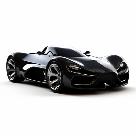 Black concept sports car on a white background. 3d render imageの素材