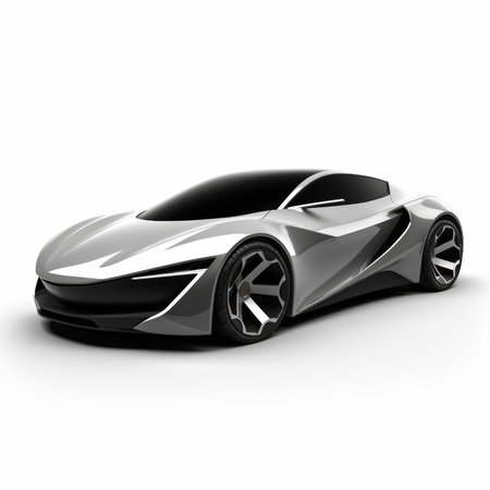 3D rendering of a brand-less generic concept car in black and whiteの素材