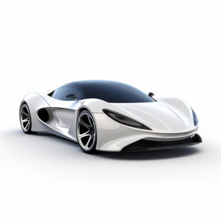 Concept sports car on a white background. 3d rendering.の素材
