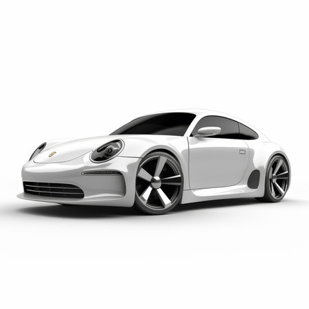 Modern sports car - side view. 3D render on white backgroundの素材