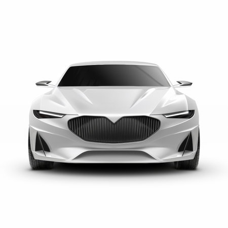 White sports car coupe on a white background. 3d renderingの素材