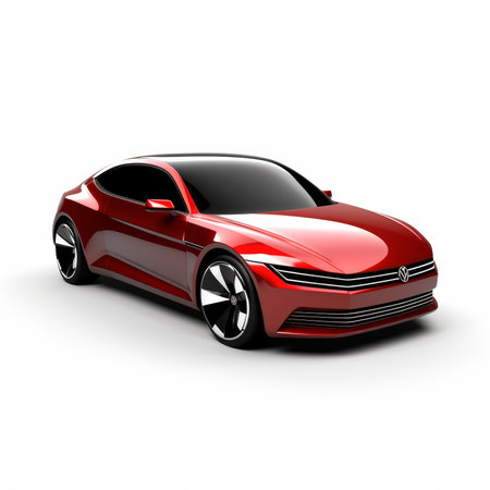 Modern red sports car on a white background. 3d rendering.の素材
