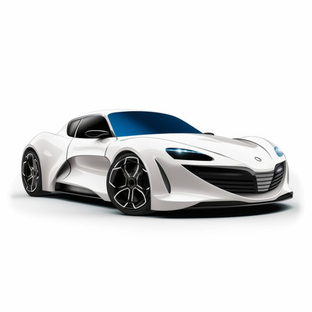 Modern sports car concept on a white background. 3d rendering.の素材
