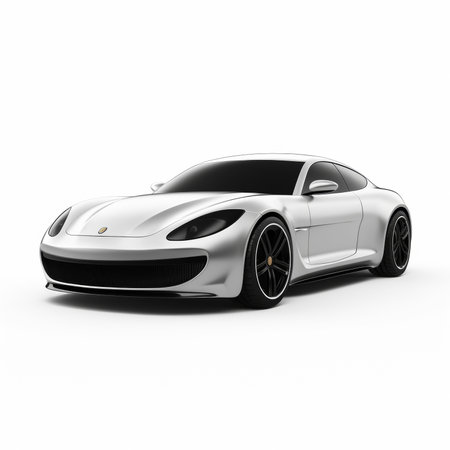Luxury sports car on a white background. 3d renderingの素材
