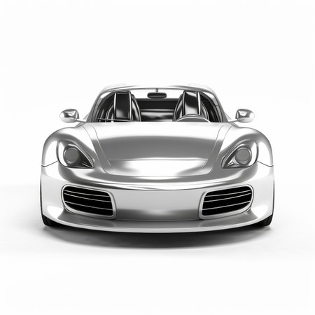 Metallic sports car on a white background. 3d rendering.の素材
