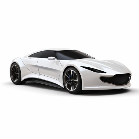 White sports car - top down side view. 3D Illustrationの素材