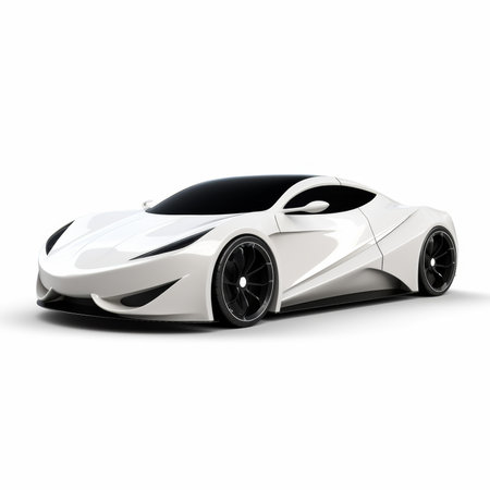 White modern sports concept car - side view. 3D Illustrationの素材
