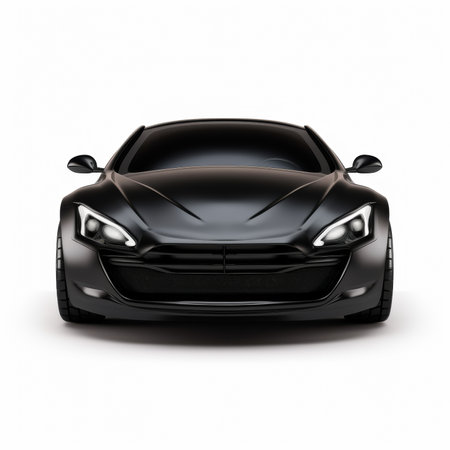 Black sports car on a white background. 3d render image.の素材