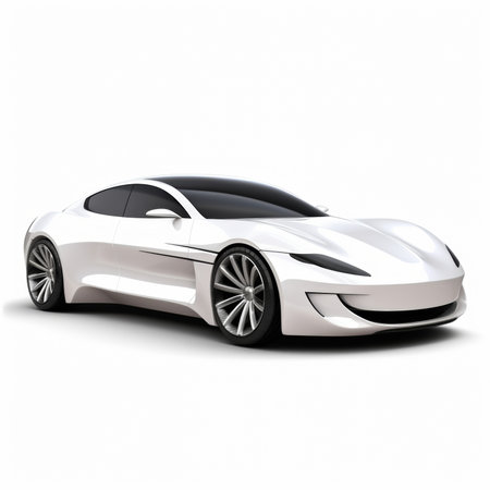 Modern sports car on a white background. 3d render. Side view.の素材