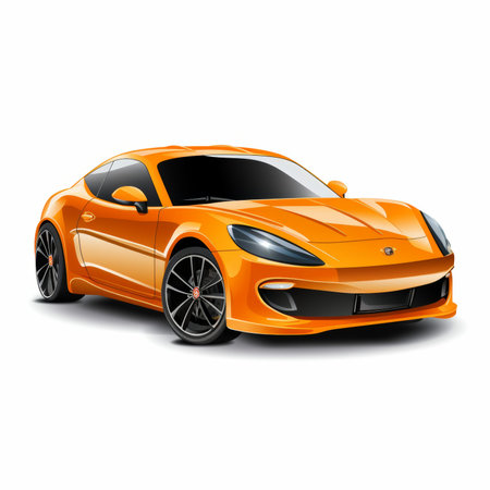 Modern orange sports car on a white background. EPS 10 vector file includedの素材