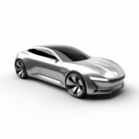 Concept of sports car. 3d render on a white backgroundの素材