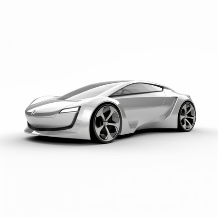 Modern sports car on a white background. 3d rendering with shadowの素材