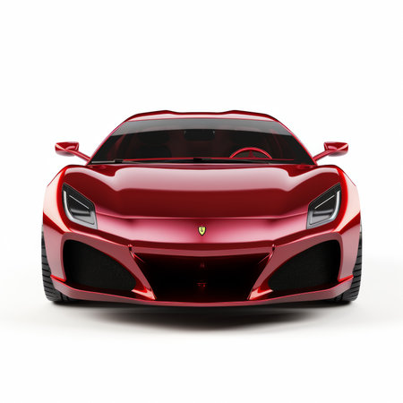 Super sports concept car - red and black concept car on white backgroundの素材