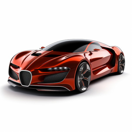 Modern sports car on a white background. 3d render image.の素材