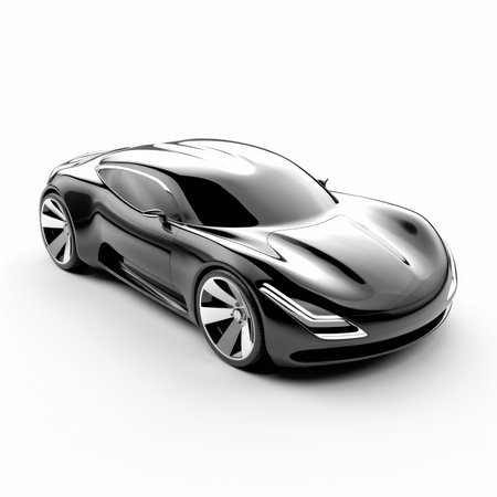 Black sports car on a white background. 3d render image.の素材
