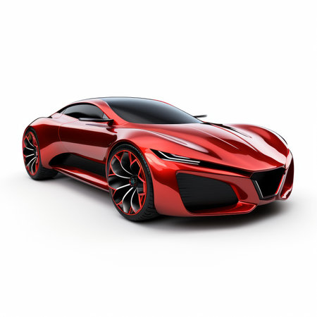 Modern super sports car - red and black concept on white. 3D illustrationの素材