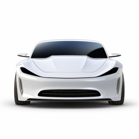White sports car coupe on a white background. 3d renderingの素材